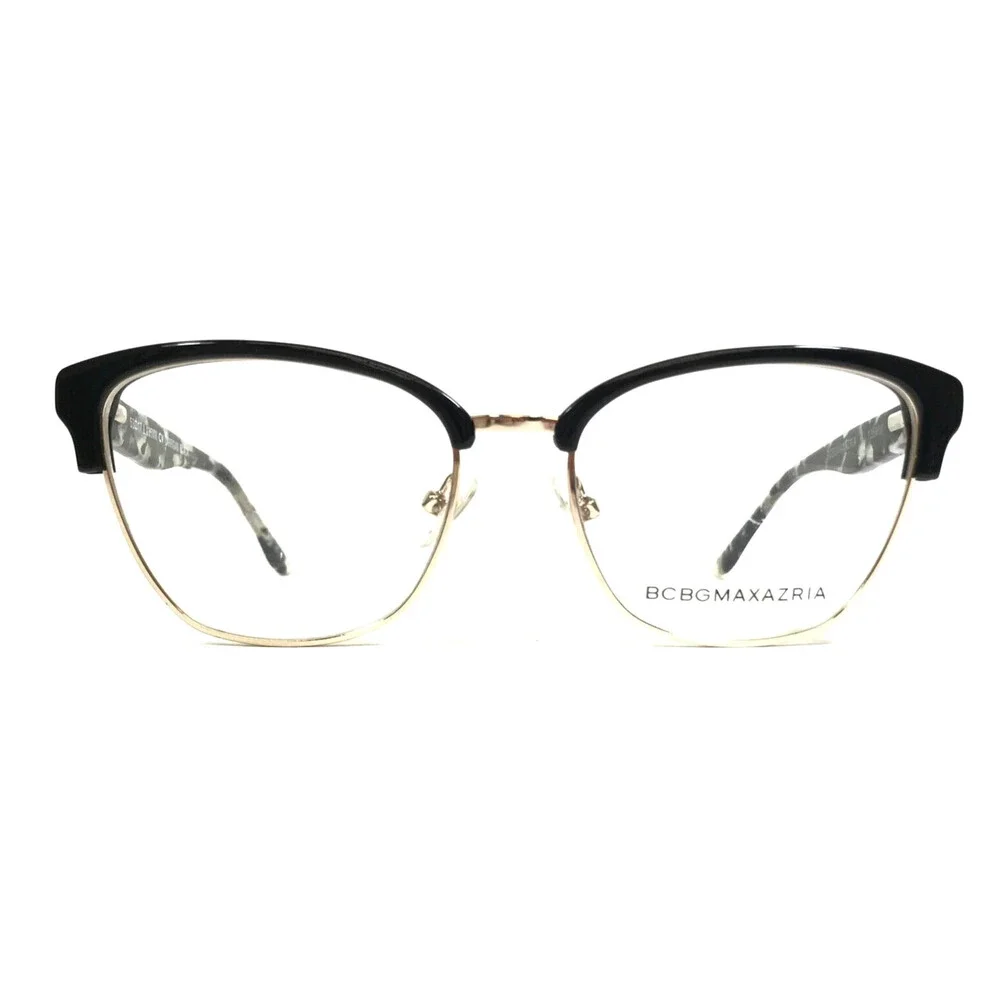 BCBGMAXAZRIA Eyeglasses Frames CARRIGAN BLACK Gold Cat Eye Full Rim 53-17-135